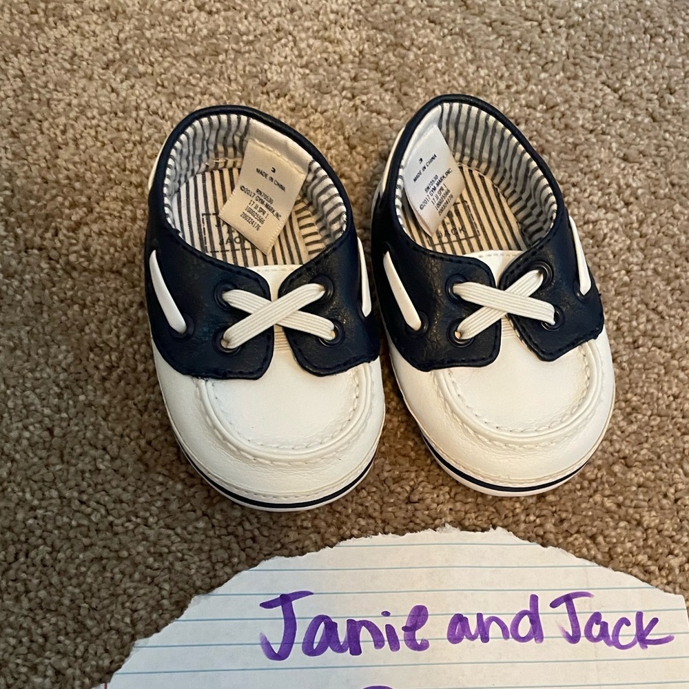 Janie and Jack baby boy boat shoes, navy, size 3